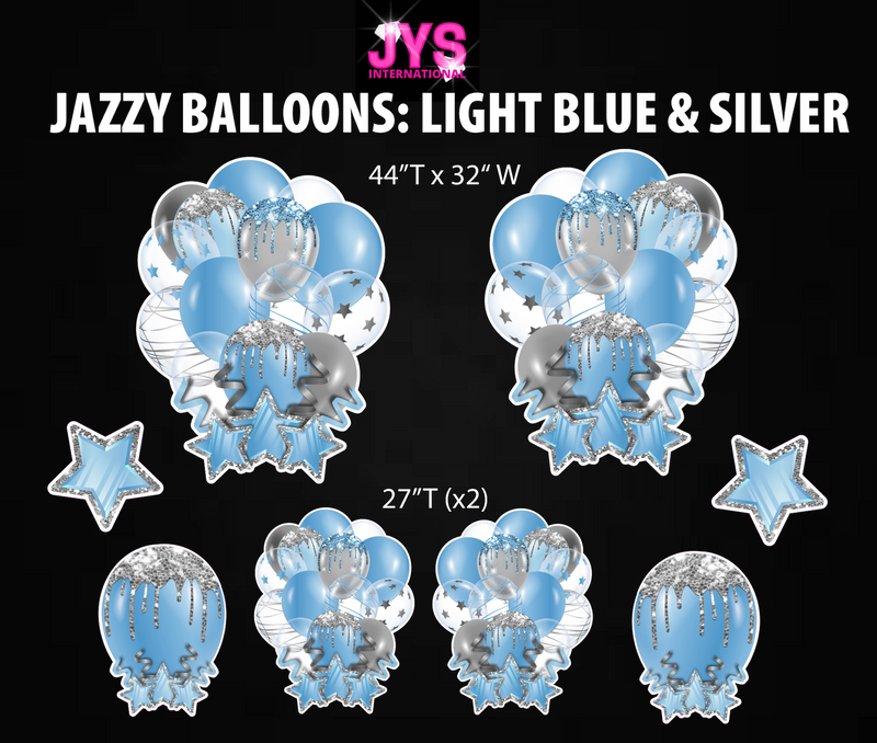JAZZY BALLOONS: LIGHT BLUE & SILVER