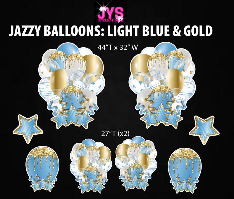 JAZZY BALLOONS: LIGHT BLUE & GOLD