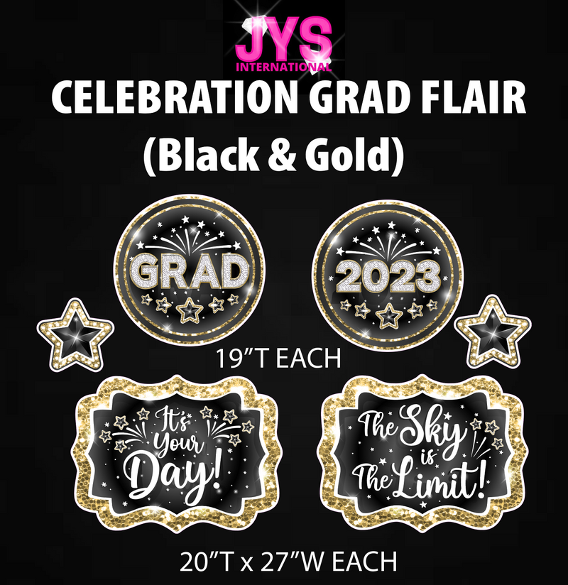 CELEBRATION GRAD FLAIR: BLACK & GOLD (HALF SHEET)