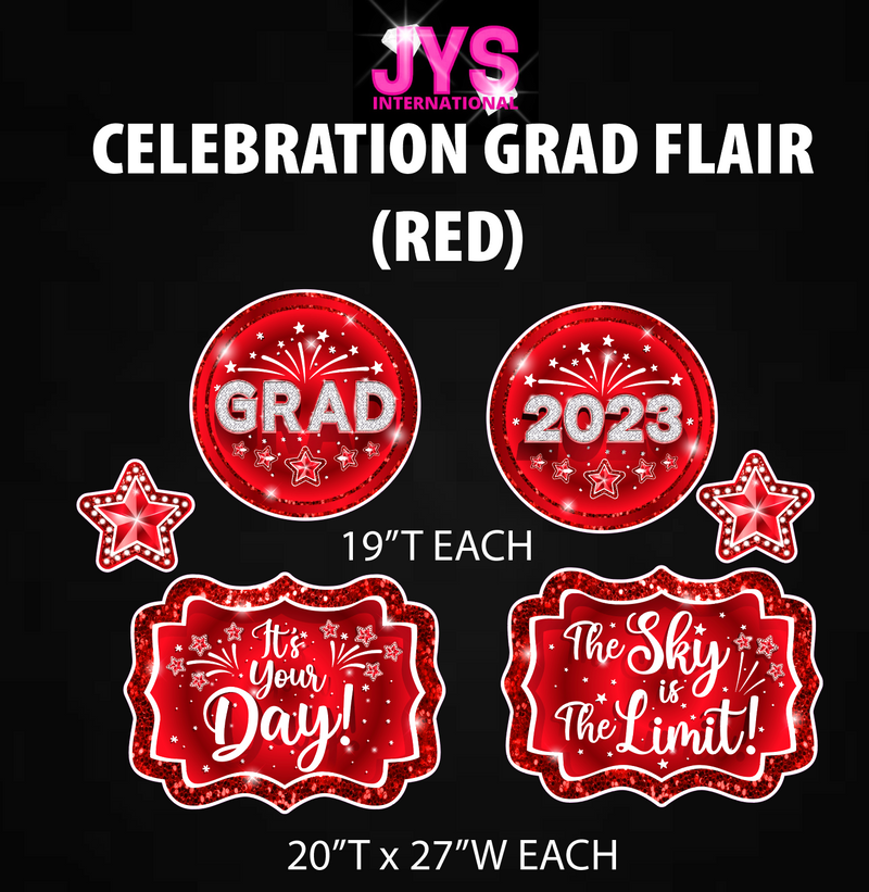 CELEBRATION GRAD FLAIR: RED (HALF SHEET) - Yard Card Signs by JYS International