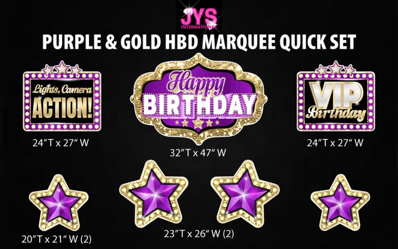 MARQUEE HAPPY BIRTHDAY QUICK SET: PURPLE & GOLD