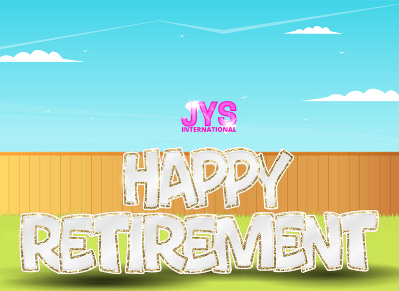 23”T Happy Retirement Fold: White & Gold