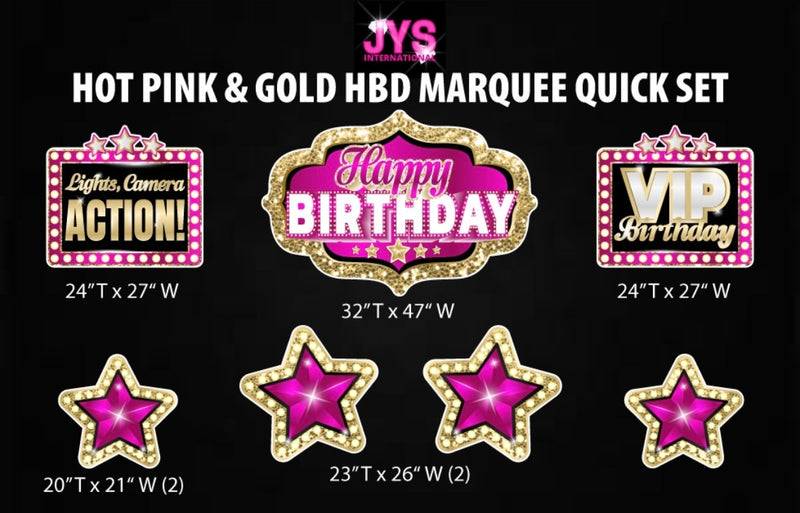MARQUEE HAPPY BIRTHDAY QUICK SET: HOT PINK & GOLD